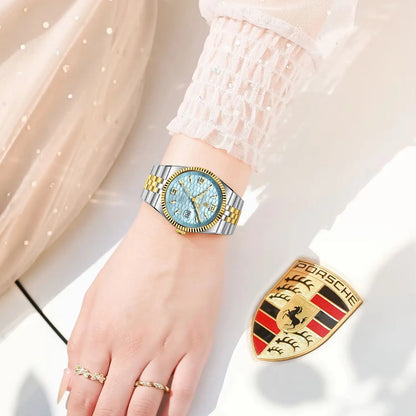 Men's Luxury Watch – Blue Dial and Two-Tone Metal Bracelet