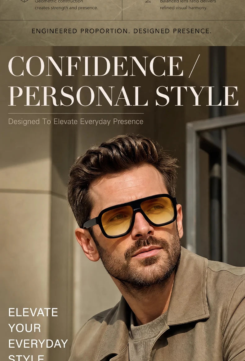 Men's Square Sunglasses – Brown Lens & Black Frame