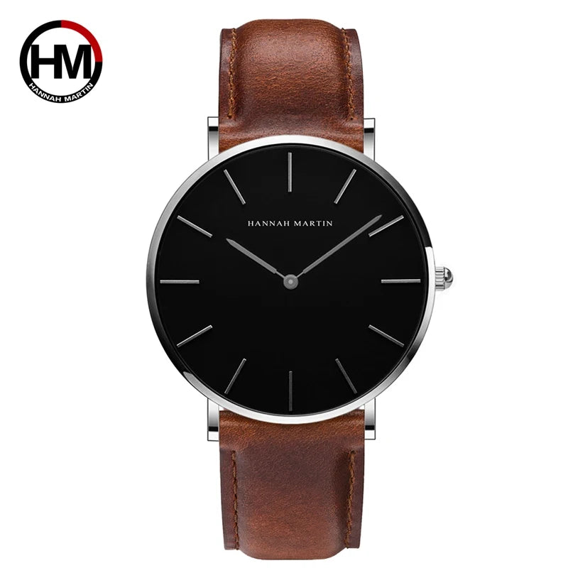 HANNAH MARTIN Brand Japan Quartz Movement Men Waterproof Wrist Watches Fashion Luxury Ultra Thin Nylon Creative Ladies Watches