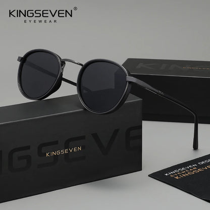 KINGSEVEN Original Causal Round Frame Sunglasses Men Polarized UV400 Eyewear Luxury Retro Fashion Women Driving Fishing Glasses