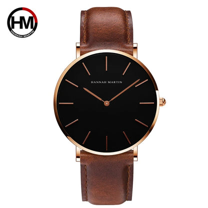 HANNAH MARTIN Brand Japan Quartz Movement Men Waterproof Wrist Watches Fashion Luxury Ultra Thin Nylon Creative Ladies Watches