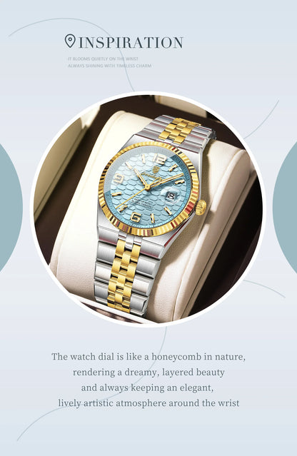 Men's Luxury Watch – Blue Dial and Two-Tone Metal Bracelet