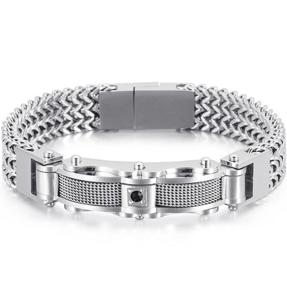 Luxury Bracelet for Men Gold Color 12MM Wide Stainless Steel Square Franco Link Chain Men's Wrist Bracelets With Magnet Clasp