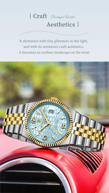 Men's Luxury Watch – Blue Dial and Two-Tone Metal Bracelet