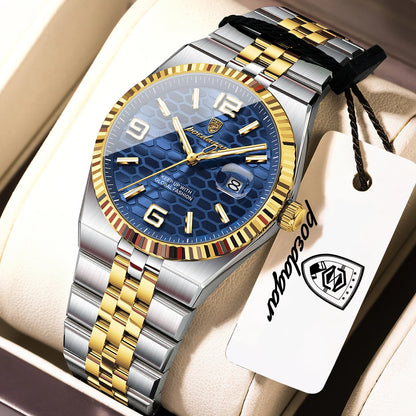 Men's Luxury Watch – Blue Dial and Two-Tone Metal Bracelet
