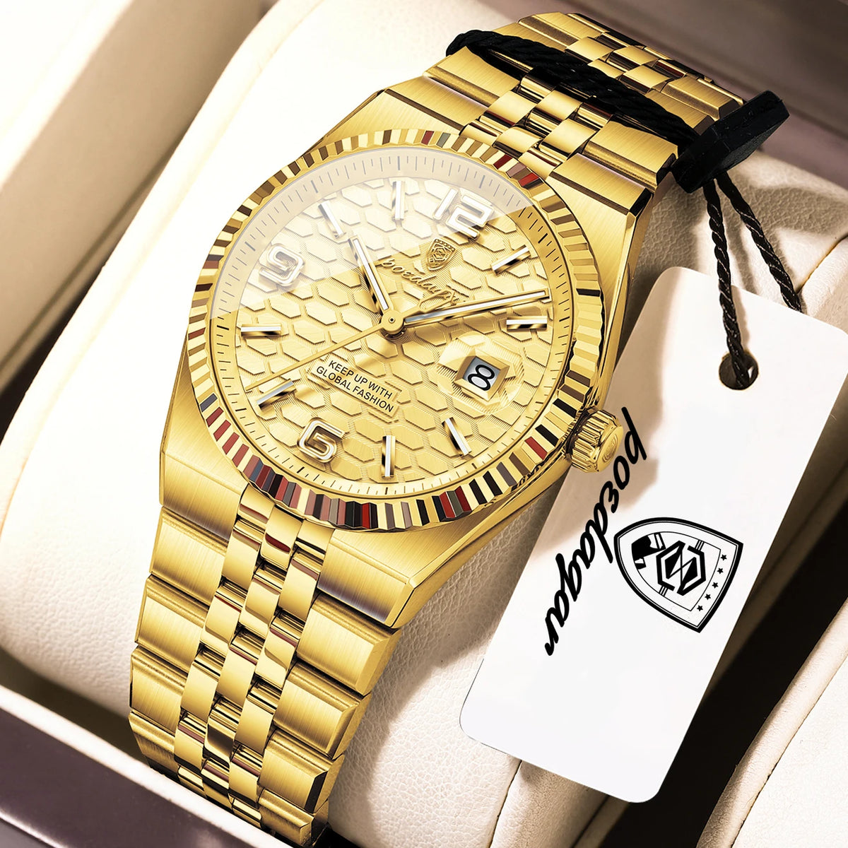Men's Luxury Watch – Blue Dial and Two-Tone Metal Bracelet