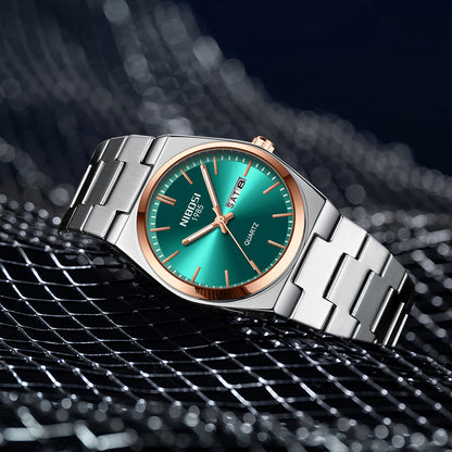 NIBOSI Mens Watches Analog Quartz Watch with Week-Date Waterproof Stainless Steel Strap Men's Wrist Watches Classic Minimalist