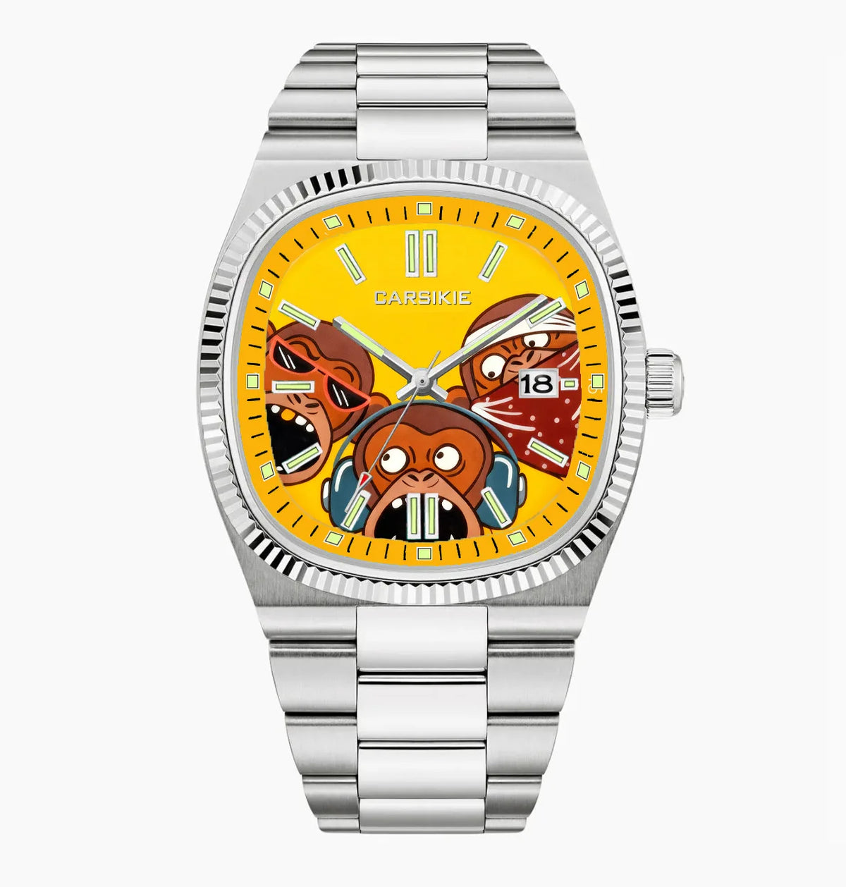 Personalized Cartoon Animation Quartz Men Watch Creative Oil Painting Dial Top Casual Steel Top Men Watch AAA Male Clock Relogio