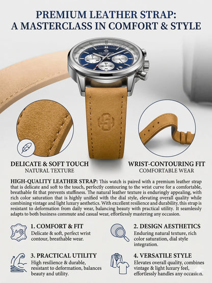 Men's Chronograph Watch – Green Strap & Black Dial