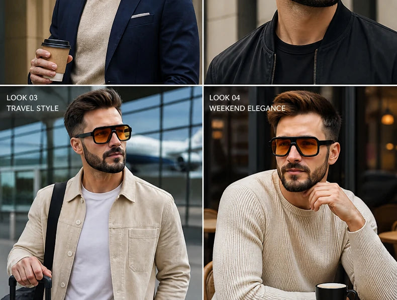 Men's Square Sunglasses – Brown Lens & Black Frame