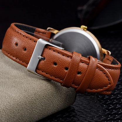 Classic Men's Watch – Blue Dial and Black Leather Strap