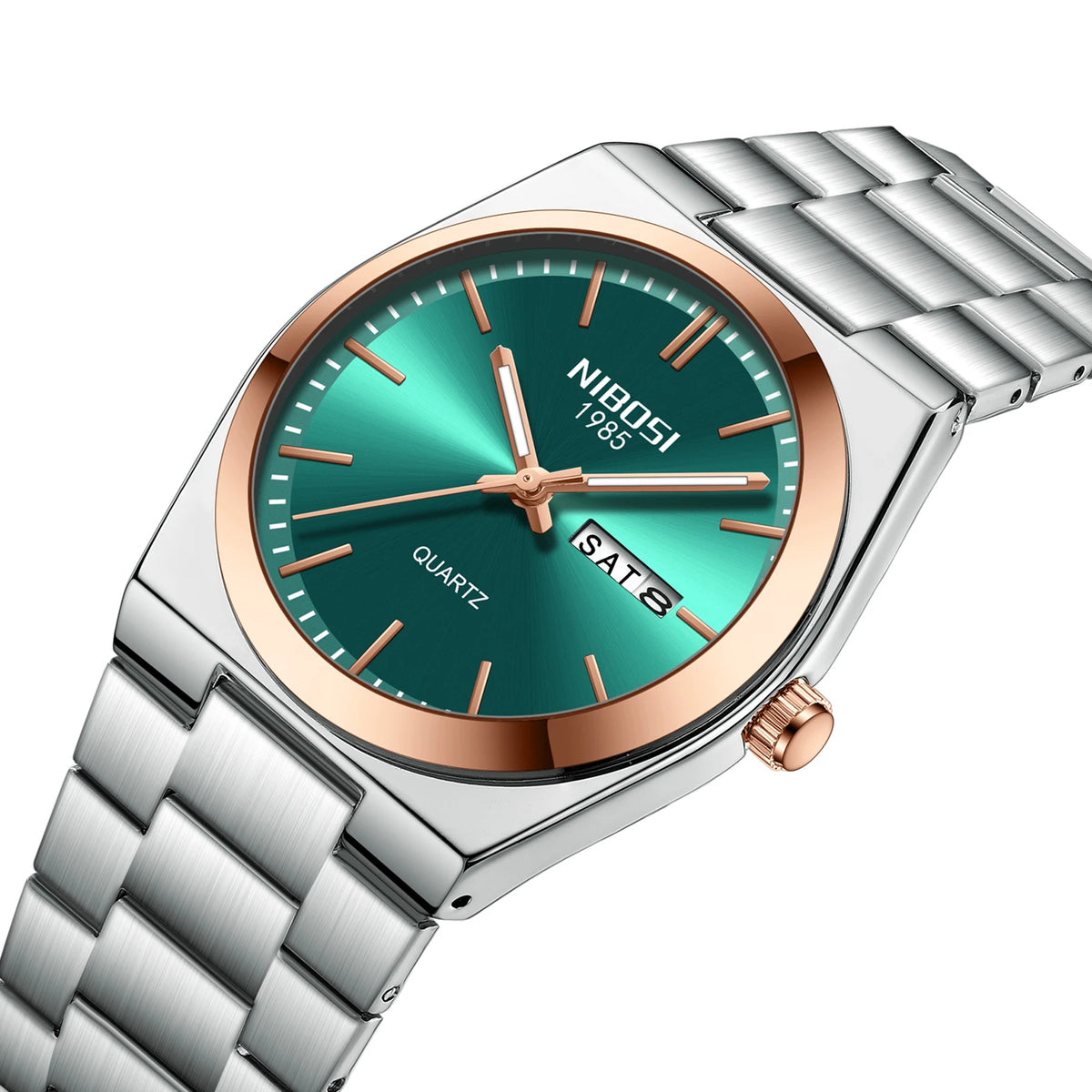 NIBOSI Mens Watches Analog Quartz Watch with Week-Date Waterproof Stainless Steel Strap Men's Wrist Watches Classic Minimalist