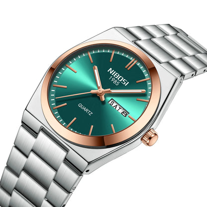 NIBOSI Mens Watches Analog Quartz Watch with Week-Date Waterproof Stainless Steel Strap Men's Wrist Watches Classic Minimalist