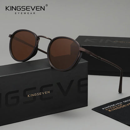 KINGSEVEN Original Causal Round Frame Sunglasses Men Polarized UV400 Eyewear Luxury Retro Fashion Women Driving Fishing Glasses
