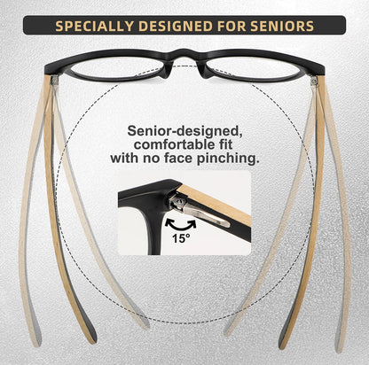 Bamboo Wood Reading Glasses for Men and Women Retro Round Anti Blue Light Presbyopia Glasses 0 +100 +150 +250