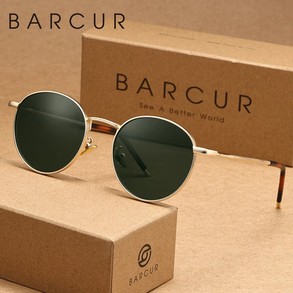 Men's Round Sunglasses – Brown Lens & Gold Frame