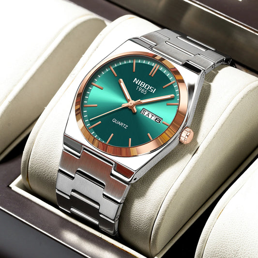 NIBOSI Mens Watches Analog Quartz Watch with Week-Date Waterproof Stainless Steel Strap Men's Wrist Watches Classic Minimalist