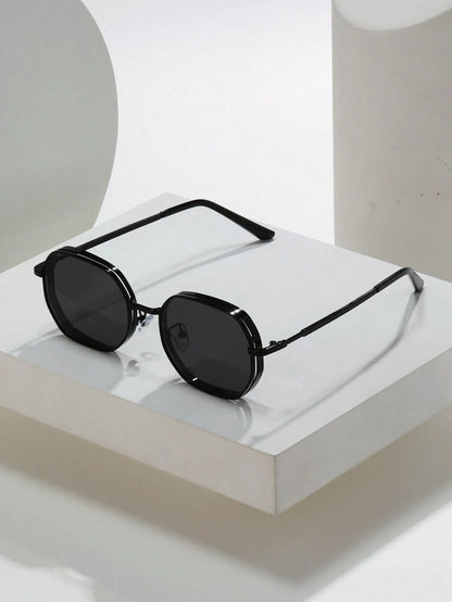 Men's Round Sunglasses – Black Lens & Gold Metal Frame