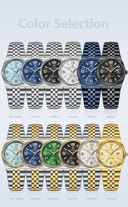 Men's Luxury Watch – Blue Dial and Two-Tone Metal Bracelet