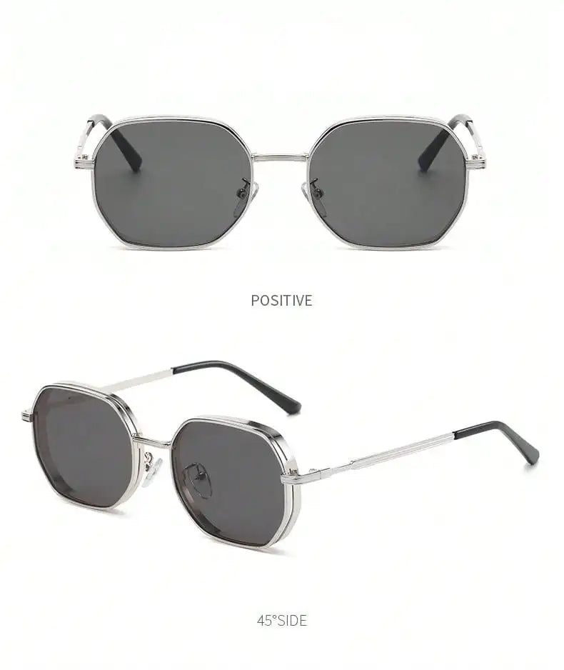 Men's Round Sunglasses – Black Lens & Gold Metal Frame