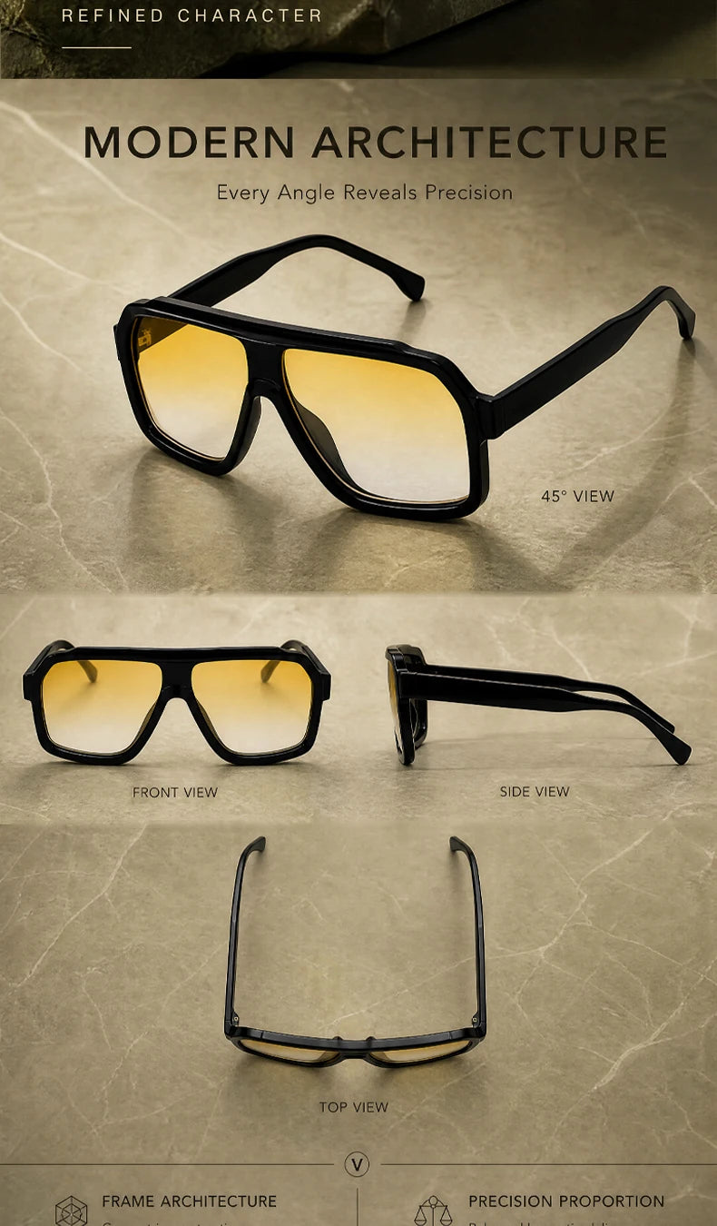 Men's Square Sunglasses – Brown Lens & Black Frame