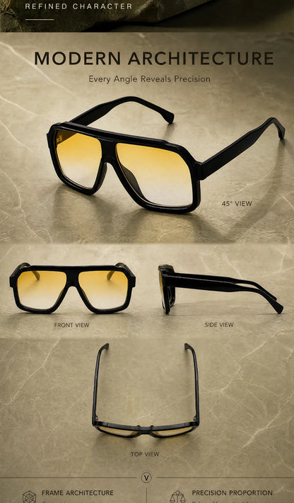 Men's Square Sunglasses – Brown Lens & Black Frame