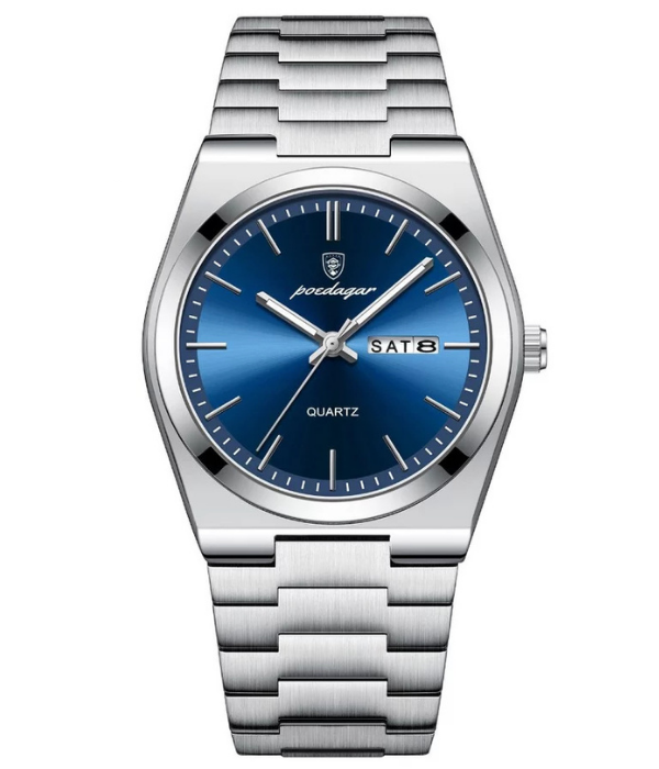 Men's Classic Watch – Teal Dial & Silver Metal Bracelet