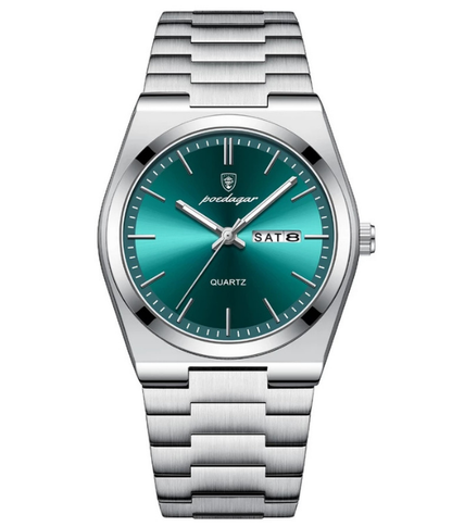 Men's Classic Watch – Teal Dial & Silver Metal Bracelet